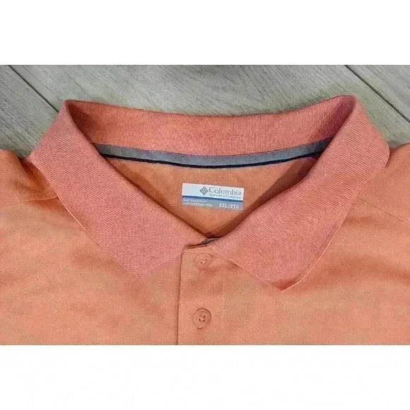 Columbia Omnishade Mens PolonShort Sleeve Shirt XXL Orange Sherbet & Grey‎ - Picture 4 of 8